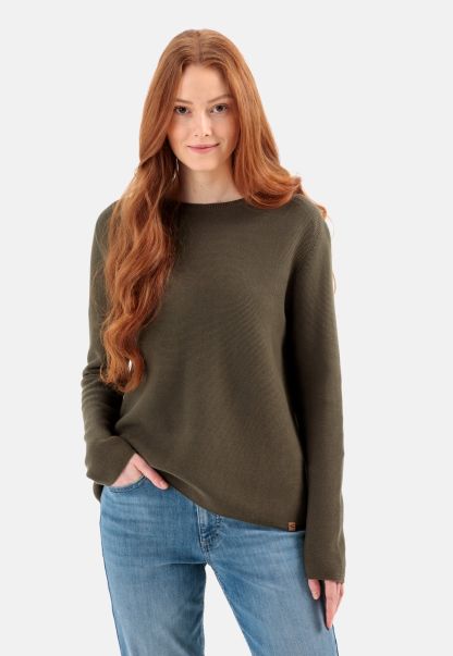 Cotton Knit Jumper Pullover & Cardigans Camel Active Womenswear Olive Advanced