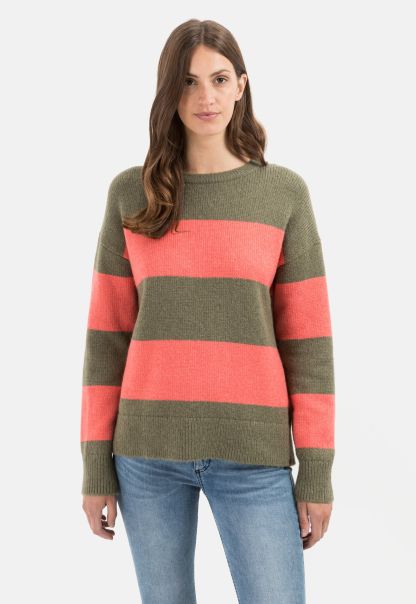 Pullover & Cardigans Red-Olive Easy Womenswear Camel Active Knitted Jumper With Round Neck Collar