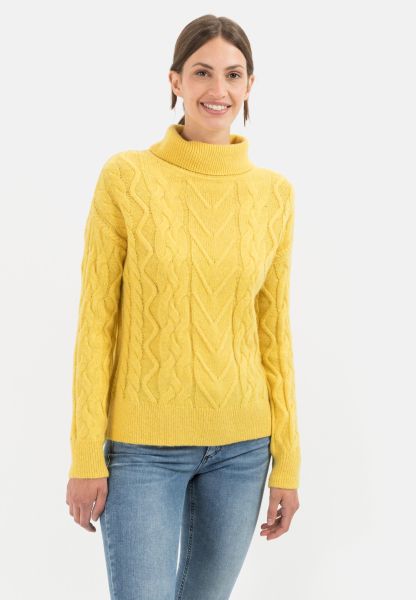 Pullover & Cardigans Yellow Womenswear Knitted Jumper With Turtleneck Fashion Camel Active