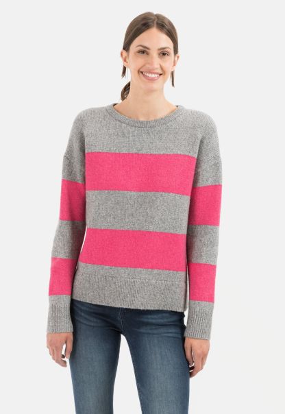 Womenswear Pink-Grey Cheap Pullover & Cardigans Knitted Jumper With Round Neck Collar Camel Active