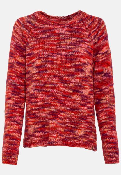 Quick Knitted Jumper With Round Neckline Pullover & Cardigans Red Womenswear Camel Active