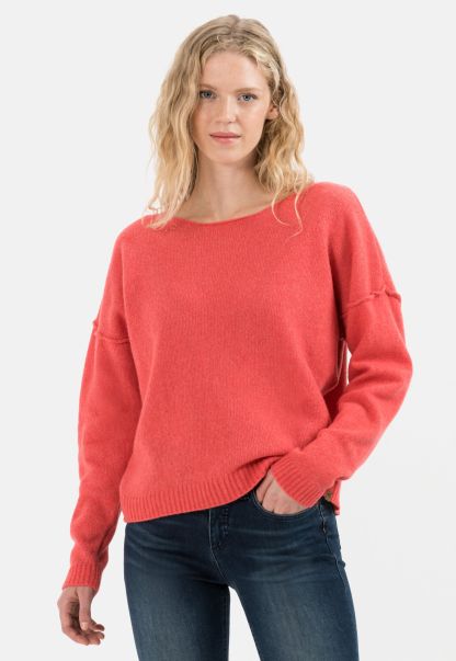 Pullover & Cardigans Camel Active Knitted Jumper In Recycled Wool Mix Discount Womenswear Red