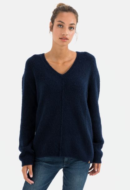 Camel Active Dark Blue Ignite V-Neck Sweater Pullover & Cardigans Womenswear