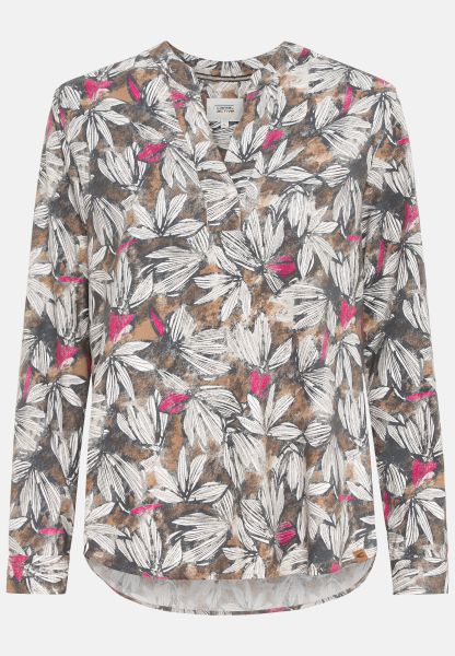 Sale Blouses Slip-On Blouse With Floral All-Over Print Womenswear Multicoloured Camel Active