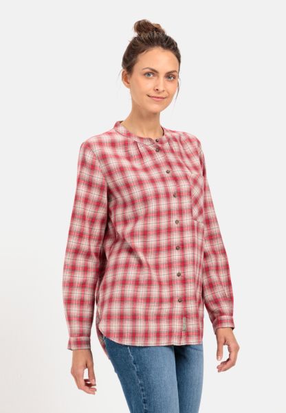 Blouses Cheap Light Flannel Checked Blouse With Stand-Up Collar Camel Active Womenswear Pink