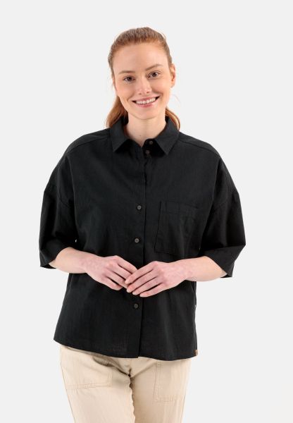 Unleash Womenswear Half-Sleeved Blouse In Boxy Style Camel Active Black Blouses