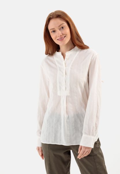 Slip-On Blouse With Plastron Blouses Womenswear White Camel Active Cutting-Edge