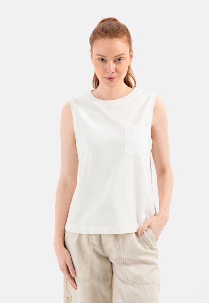 T-Shirts & Polos White Womenswear Refashion Camel Active Sleeveless T-Shirt With Chest Pocket