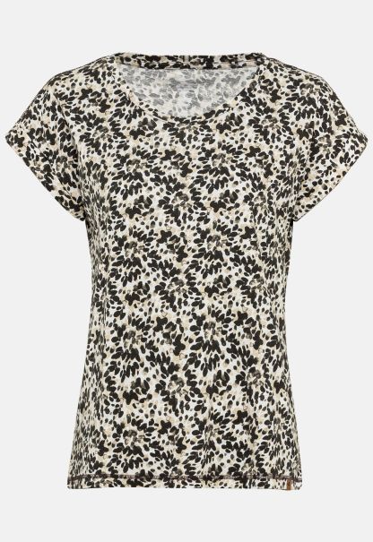 Print T-Shirt With Short Sleeves Camel Active Womenswear Black-White T-Shirts & Polos Stylish