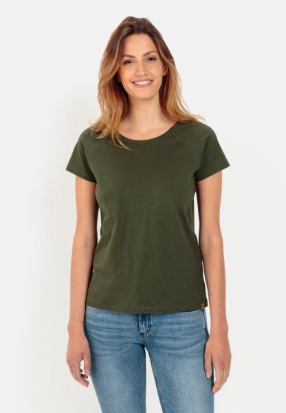 Womenswear T-Shirts & Polos Short Sleeve T-Shirt Made From Organic Cotton Camel Active Personalized Dark Green