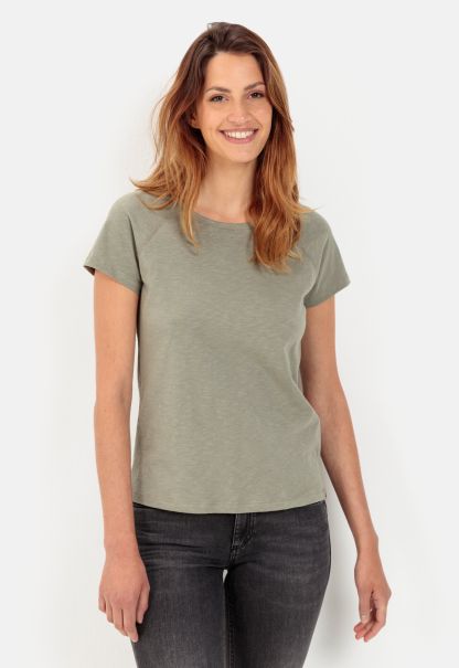 Versatile Womenswear Khaki Short Sleeve T-Shirt Made From Organic Cotton T-Shirts & Polos Camel Active