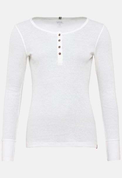 Pure Camel Active T-Shirts & Polos Womenswear Henleyshirt Made From Organic Cotton White