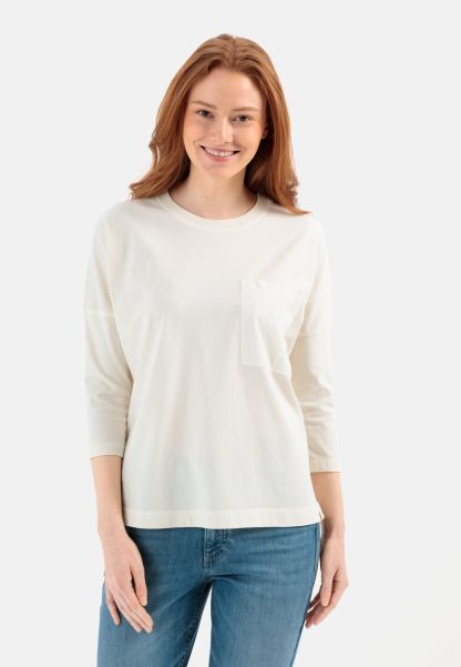 Womenswear Camel Active Limited Time Offer White T-Shirts & Polos T-Shirt With 3/4- Sleeves