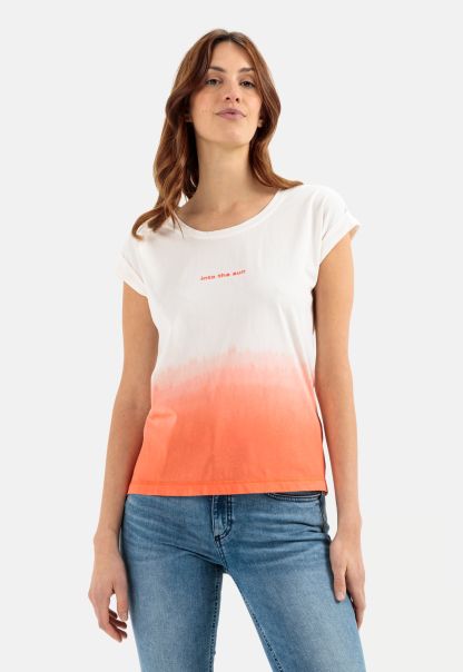 T-Shirt With Dip-Dye Optic Online T-Shirts & Polos Red-White Camel Active Womenswear