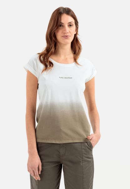 T-Shirt With Dip-Dye Optic Camel Active T-Shirts & Polos Cheap Womenswear Khaki
