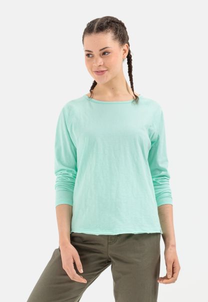 Camel Active Green T-Shirts & Polos Refresh Organic Cotton Long Sleeve Shirt Womenswear