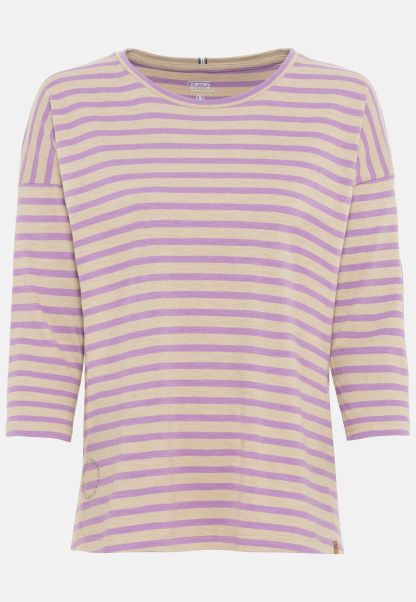 T-Shirts & Polos Camel Active Beige-Purple Striped Shirt Made From Organic Cotton Womenswear Versatile