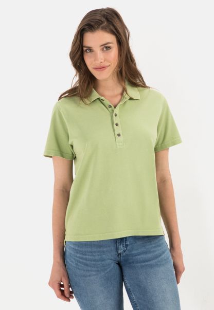 Organic Cotton Short Sleeve Polo Shirt Light Green T-Shirts & Polos Deal Womenswear Camel Active