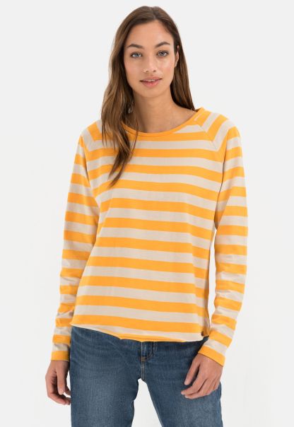 Orange T-Shirts & Polos Longsleeve Shirt Made From Organic Cotton Womenswear Durable Camel Active