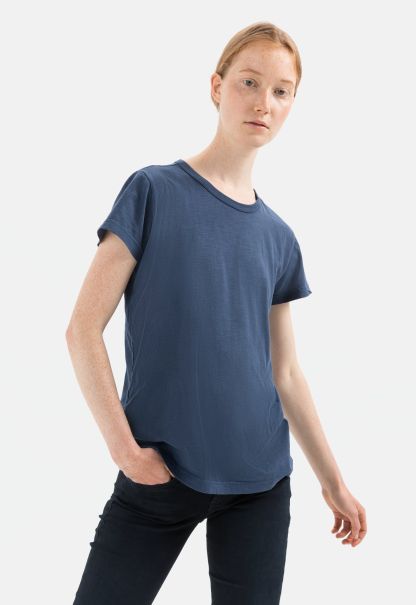 New Organic Cotton Short Sleeve T-Shirt Dark Blue T-Shirts & Polos Womenswear Camel Active