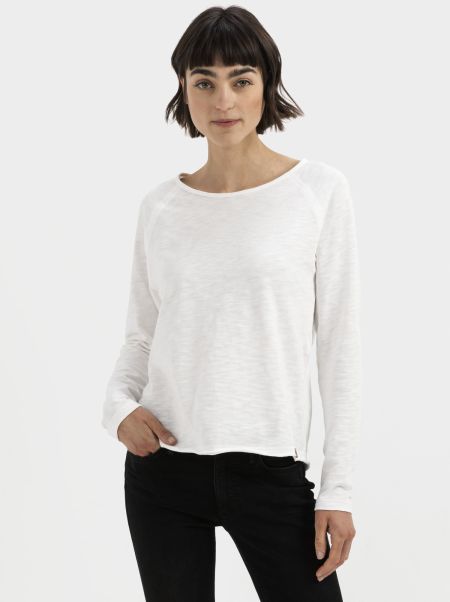 White Longsleeve Shirt Made From Pure Cotton Camel Active T-Shirts & Polos Classic Womenswear