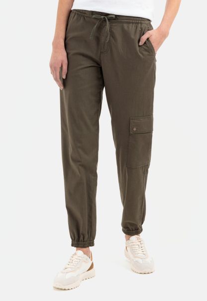 Trousers Loose Fit Cargo With Drawstring Sustainable Olive Womenswear Camel Active