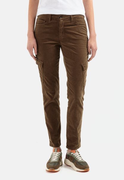 Modern Womenswear Trousers Slim Fit Cargo Trousers Brown Camel Active