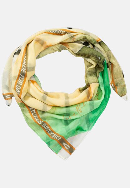 Green Discount Camel Active Fashion Towel In Valuable Cotton-Modal Mix Womenswear Scarves & Shawls