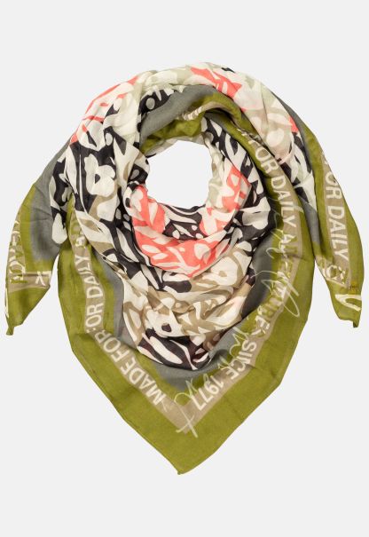 Outlet Green Scarves & Shawls Fashion Scarf In Quality Cotton-Modal Mix Camel Active Womenswear