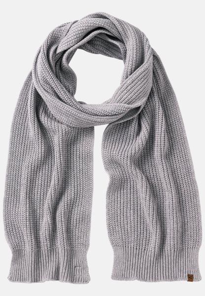Grey Knitted Scarf With Cashmere Content Refresh Camel Active Womenswear Scarves & Shawls