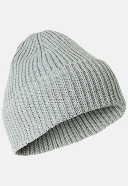 Fine Knit Beanie In Pure Cotton Green Grey Fashion Womenswear Camel Active Caps & Hats