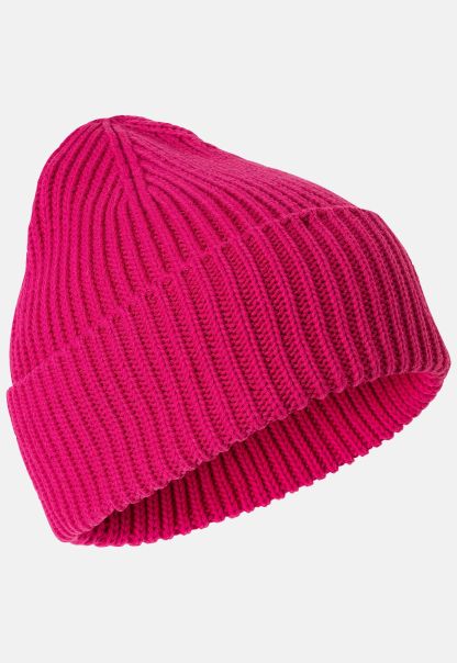 Fine Knit Beanie In Pure Cotton Pink Womenswear Caps & Hats Time-Limited Discount Camel Active