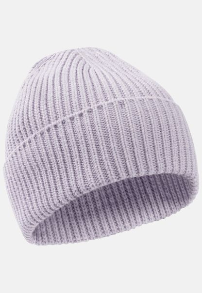 Caps & Hats Knitted Beanie In A Cotton-Cashmere Mix Latest Womenswear Purple Camel Active