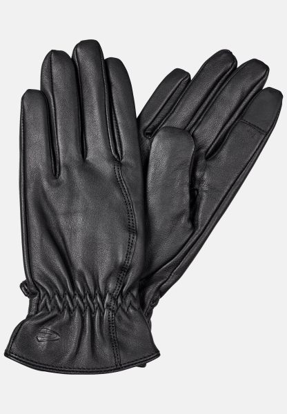 Camel Active Efficient Leather Gloves With Light Knitted Lining Black Womenswear Gloves