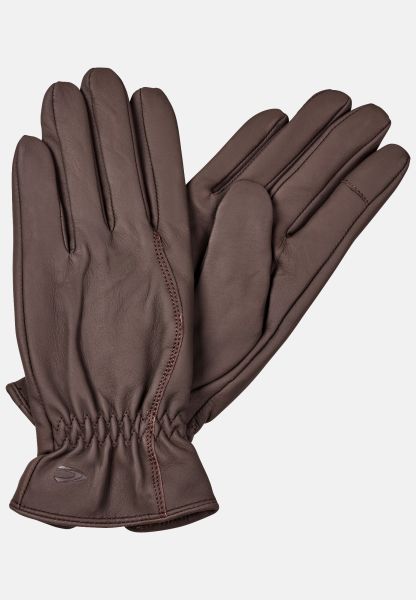 Leather Gloves With Light Knitted Lining Gloves Womenswear Brown Cozy Camel Active