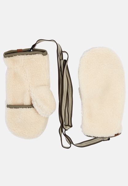 Beige Camel Active 2 In 1 - Teddy Hood Gloves  With Cord Gloves Womenswear Fresh