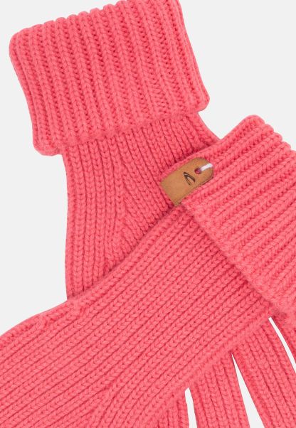 Gloves Womenswear Red Knitted Gloves In A Cotton-Cashmere Mix Camel Active Order