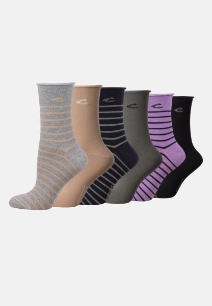 Practical Socks Camel Active Multicoloured Striped Socks In A Pack Of 6 Womenswear