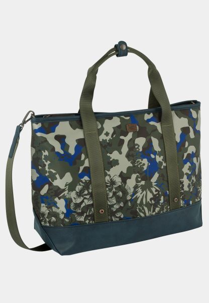 Bags & Backpacks Womenswear Green Camouflage Floral Panel Print Shoulder Bag Camel Active Exquisite