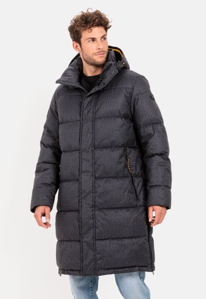 Dark Grey Sale Menswear Warm Quilted Coat With Detachable Hood Jackets & Vests Camel Active