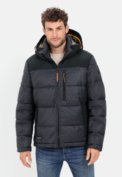 Warm Quilted Jacket With Detachable Hood Grey Shop Jackets & Vests Camel Active Menswear