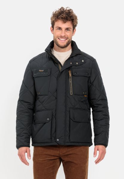 Jackets & Vests Functional Jacket With Diamond Quilting Camel Active Menswear Black Top