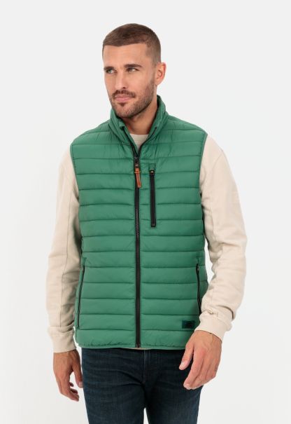 Quilted Waistcoat Made From 100% Recycled Polyamide Green Camel Active Menswear Quality Jackets & Vests