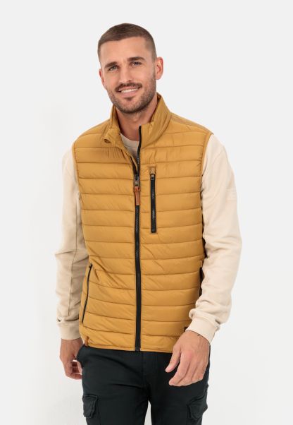 Introductory Offer Quilted Waistcoat Made From 100% Recycled Polyamide Menswear Beige-Brown Jackets & Vests Camel Active