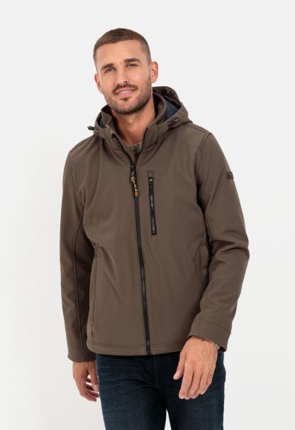 Camel Active Brown Menswear Jackets & Vests Innovative Softshell Jacket With Detachable Hood
