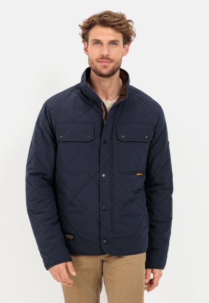 Camel Active Jackets & Vests Menswear Deal Dark Blue Blouson With Diamond Quilting