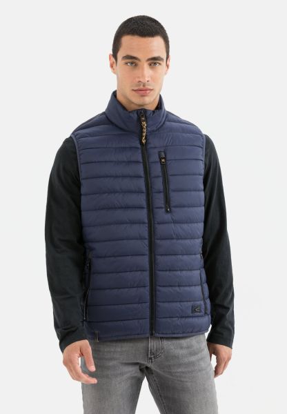 Menswear Jackets & Vests Easy Camel Active Quilted Vest Made From Recycled Polyester Dark Blue