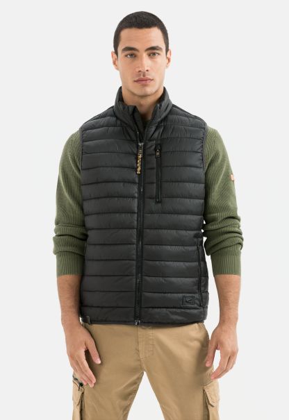 Menswear Camel Active Jackets & Vests Quilted Vest Made From Recycled Polyester Clearance Anthracit