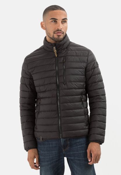 Jackets & Vests Camel Active Black Fashionable Menswear Quilted Blouson Made Of Recycled Material