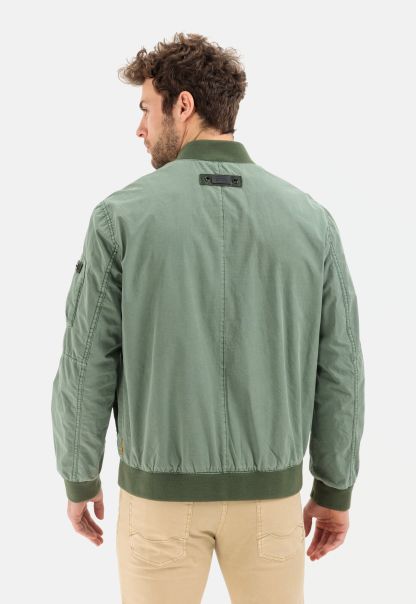 Bomber With College Collar Jackets & Vests Camel Active Menswear Chic Green